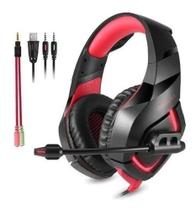 Fone headset gamer p2/p3 usb led 50mm cabop 2,2m onikuma vermelho