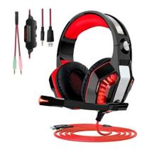 Fone Headset Gamer Para PC e Vídeo Game Com Microfone Estéreo Articulável De Led - Vermelho