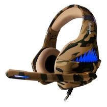 Fone Headset Gamer Pc Xbox Ps4 Led P3 + P2 Marrom Camuflado