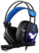 Fone Headset Gamer Sades Xpower Plus com Fio Preto/Azul