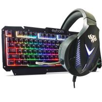 Fone Headset HF-G500 LED + Teclado Gamer Metal Led Bk-g200