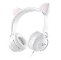 Fone headset kitty ear - orelha de gato branco com microfone