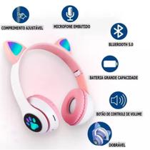 Fone Infantil Bluetooth LED Rosa Orelha de Gato Design Premium Fone Infantil Bluetooth LED Rosa Orelha de Gato Design Premium