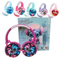 Fone Infantil Colorido Stitch Mickey Minne Bluetooth Sem Fio KT-2