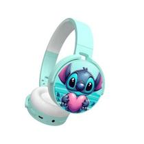 Fone Infantil Colorido Stitch Mickey Minne Bluetooth Sem Fio KT