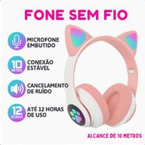 Fone LED Infantil Rosa Luz Colorida Bluetooth Premium Ajustável