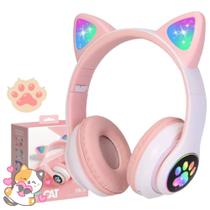 Fone Orelha De Gato Headphone Gatinho Com Led Fone Bluetooth