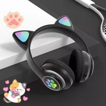 Fone Orelha De Gato Headphone Gatinho Com Led Fone Bluetooth