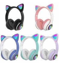 Fone Orelha De Gato Headphone Gatinho Com Led Fone Bluetooth