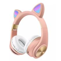 Fone Orelha de Gato Rosa Luzes De Led Wireless com LED Bluetooth
