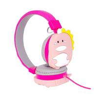 Fone ouvido cartoon dino c/microfone e c/fio rosa - Next Trading