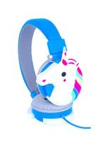 Fone ouvido cartoon unicornio c/microfone e c/fio azul