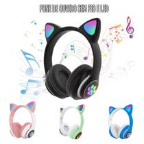 Fone Ouvido Gatinho Bluetooth Infantil Led RGB Menino Menina Fone Ouvido Gatinho Bluetooth Infantil Led RGB Menino Menina