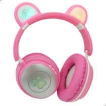 Fone Ouvido Led De Gatinho Bluetooth Sem Fio Rosa Azul Color Portátil Dobrável Wireless Infantil Adulto
