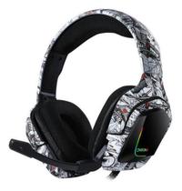 Fone Ouvido Over-Ear Gamer Onikuma K20 Camuflagem Branca Luz