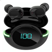 Fone ouvido preto bluetooth sem fio case led lehmox lef-y80 Fone ouvido preto bluetooth sem fio case led lehmox lef-y80