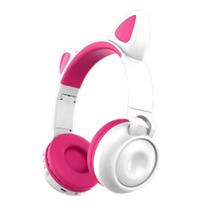 Fone Ouvido Sem Fio Orelhas Gato 8 Cores Led Headset Gatinho