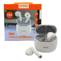 Fone Ouvido Stereo Earphone Sem Fio Bluetooth v5.1 Original Kaidi TWS Smart Touch Branco C/ Garantia e Nota Fiscal