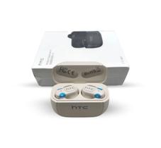 Fone sem fio Mini Bluetooth HTC NE51 Microfone, Resistência IPX5 Cor:Off White Fone sem fio Mini Bluetooth HTC NE51 Microfone, Resistência IPX5 Cor:Off White