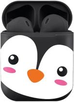 Fone sem fio pinguim preto estereo earbuds case carregador bluetooth letron