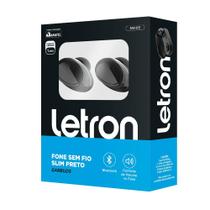 Fone Sem Fio Slim Preto Estereo Intra Auricular Case Bluetooth Letron SWK5 Letron