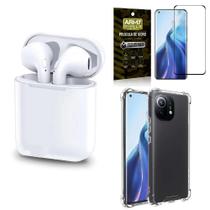 Fone Sem Fio Tws Gold Mi 11 + Capinha + Película De Vidro 3D - Armyshield