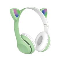 Fone Sem Fio Verde Dobrável Bluetooth Orelha Gatinho Led