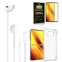 Fone Tipo C + Capa Anti Impacto + Película 3D - Armyshield