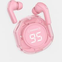 Fone TWS Bluetooth 5.3 Rosa com Cancelamento de Ruído e Display LED Fone TWS Bluetooth 5.3 Rosa com Cancelamento de Ruído e Display LED