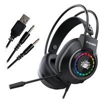 Fone usb/p2 com microfone gamer rgb 5+ preto x5-1000