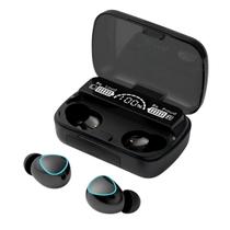 Fones Bluetooth TWS com Case Digital e Anel Azul Fones Bluetooth TWS com Case Digital e Anel Azul
