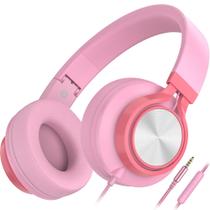 Fones de ouvido AILIHEN C8 Girls Wired com microfone rosa