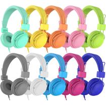 Fones de ouvido AILIHEN Kids HD850 com microfone, pacote com 10 unidades multicoloridas