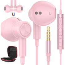 Fones de ouvido ASKUB Fones de ouvido com fio com microfone para Samsung Pink