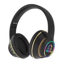 Fones de ouvido Bluetooth 5.0 Over-Ear LED dobráveis sem fio pretos