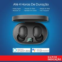Fones de Ouvido Bluetooth 5.0 TWS E6S Estéreo Display LED Redução Ruído Case Microfone