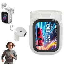 Fones de ouvido Bluetooth 6.0 com display de LED, alta fidelidade, à prova d'água, earbuds Ne20, tradução em tempo real com IA, bateria de 48 h, toque, cancelamento de ruído Esportivo (Branco)