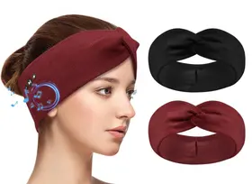 Fones de ouvido Bluetooth com faixa de cabeça BULYPAZY, pacote com 2 unidades para mulheres, vermelhos e pretos Fones de ouvido Bluetooth com faixa de cabeça BULYPAZY, pacote com 2 unidades para mulheres, vermelhos e pretos