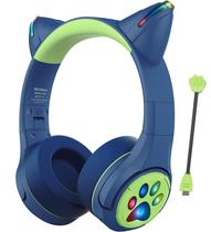 Fones de ouvido Bluetooth Riwbox CF9 Cat Ear Kids com LED azul claro