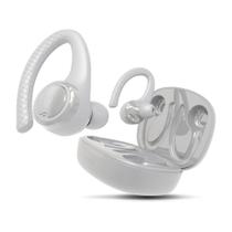 Fones de ouvido Bluetooth sem fio Coby, ganchos intercambiáveis, brancos