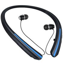 Fones de ouvido Bluetooth sem fio com fita de pescoço ZIQOPGD com microfone preto e azul