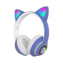 Fones De Ouvido Bluetooth Sem Fio Com Orelhas De Gato E Microfone, Luz LED Para Crianças E Meninas,