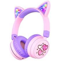 Fones de ouvido Bluetooth sem fio para crianças iClever Light Up Cat Ear Fones de ouvido Bluetooth sem fio para crianças iClever Light Up Cat Ear