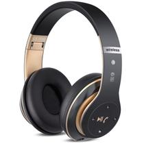 Fones de ouvido Bluetooth sem fio PRTUKYT 6S Over Ear pretos e dourados Fones de ouvido Bluetooth sem fio PRTUKYT 6S Over Ear pretos e dourados
