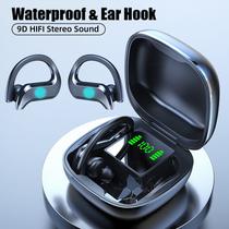 Fones de Ouvido Bluetooth TWS com Gancho - Impermeáveis e com Toque Duplo