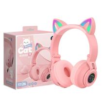 Fones de Ouvido Bluetooth YUSONIC com Design de Orelhas de Gato - Para Crianças (Rosa) Fones de Ouvido Bluetooth YUSONIC com Design de Orelhas de Gato - Para Crianças (Rosa)