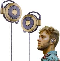 Fones de ouvido com fio com clipe de 3,5 mm sobre a orelha dourados para smartphone Fones de ouvido com fio com clipe de 3,5 mm sobre a orelha dourados para smartphone