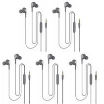 Fones de ouvido com fio e microfone, pacote com 5 unidades (cinza escuro) Fones de ouvido com fio e microfone, pacote com 5 unidades (cinza escuro)