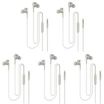 Fones de ouvido com fio e microfone, pacotes com 5 pacotes, cinza claro Fones de ouvido com fio e microfone, pacotes com 5 pacotes, cinza claro