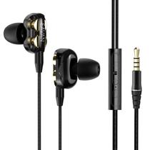 Fones de ouvido com fio EAVAN Double Dynamic Drivers com microfone, pacote com 2